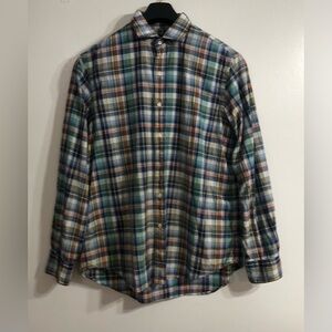 Polo Ralph Lauren men’s buttons down shirt collar long sleeves blue plaid. L